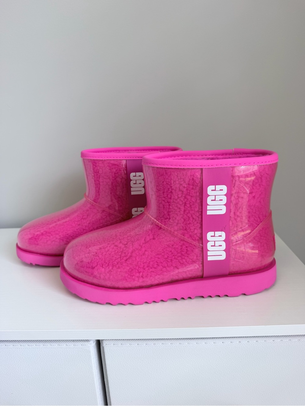 UGG Pink Glossy Short Rain Boot